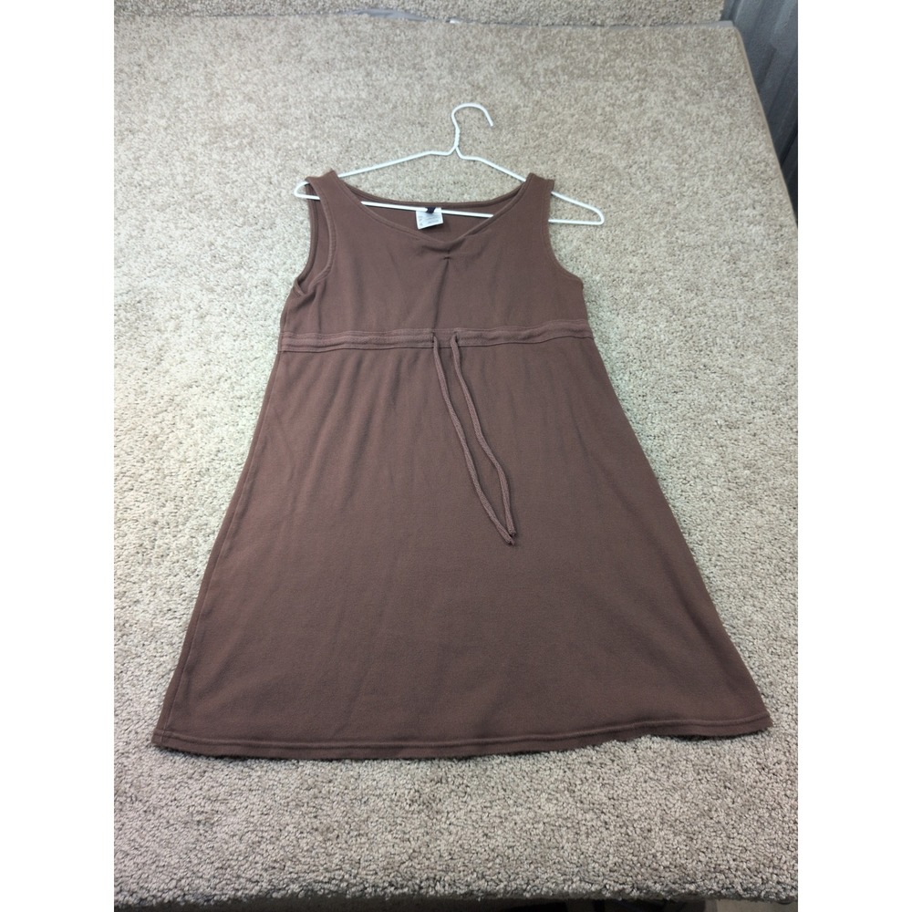 Anne Cole Brown Cotton Empire Waist Mini Dress Sleeveless Drawstring Small